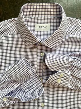 Eton - all cotton check pattern dress shirt Size 41 (16”neck)